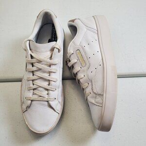 adidas Sleek Sneaker White Gold Leather Women's Size 8.5